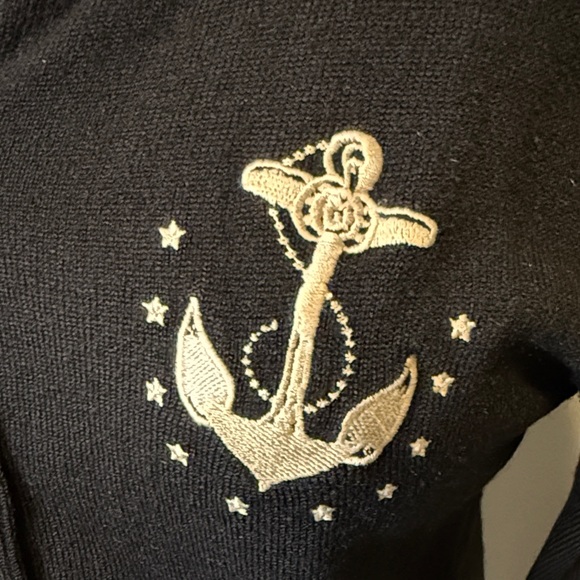 B14 Elegant Black Women's Cardigan with Anchor Embroidery - Picture 2 of 4